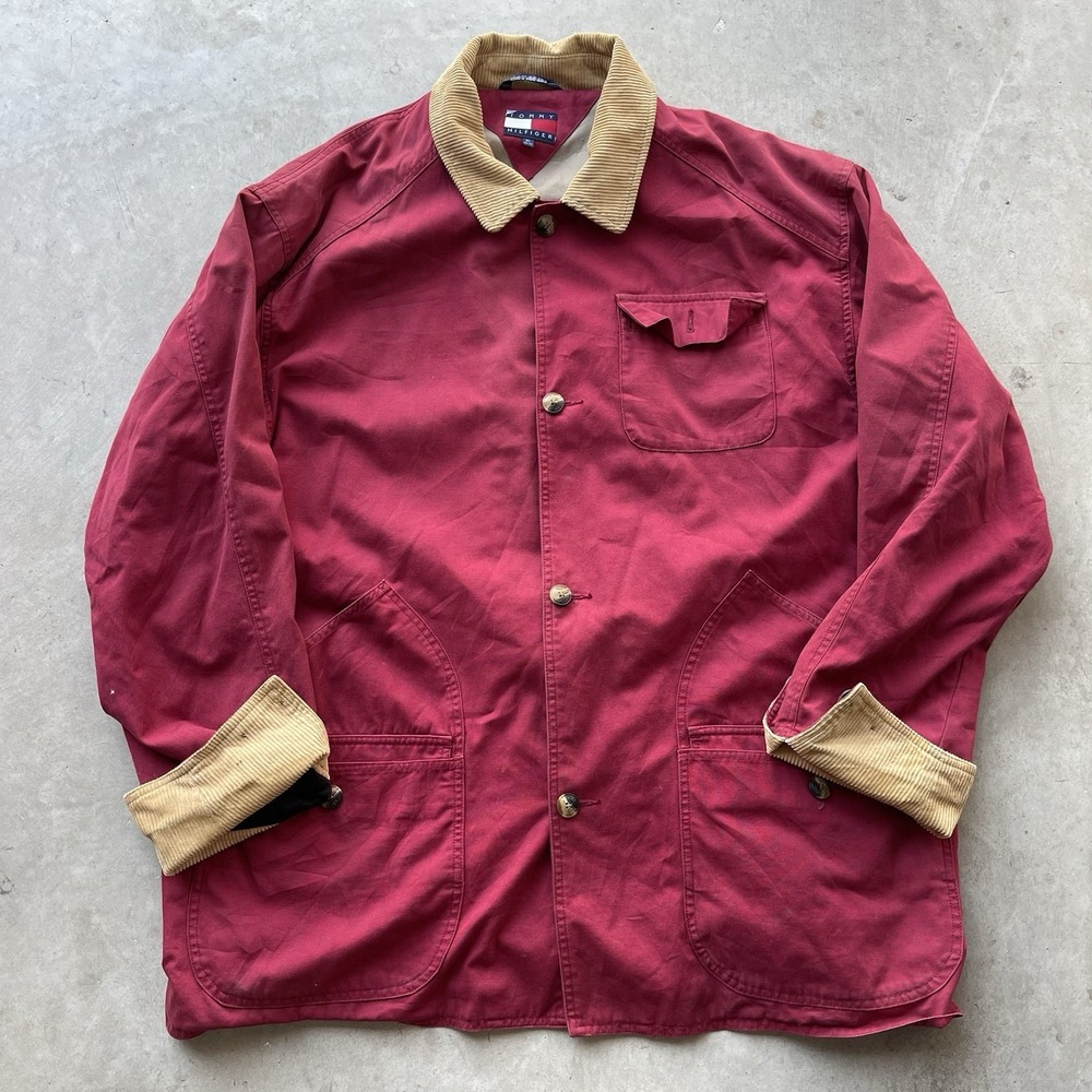 Vintage Tommy Hilfiger Jacket Mens XL Barn Coat 90s Chore Back Pockets Corduroy - Picture 1 of 6